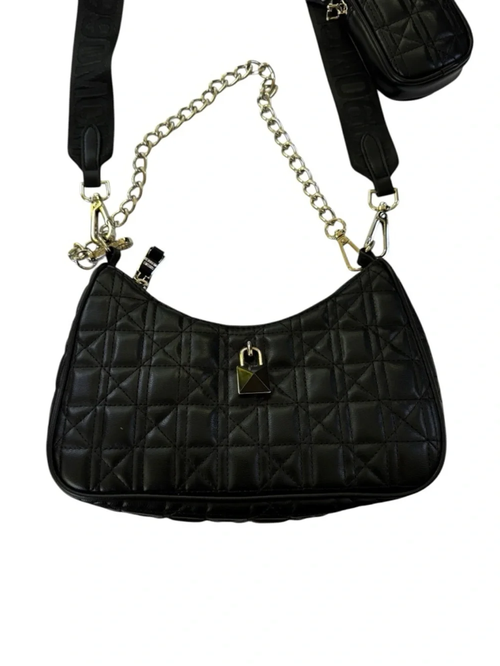 NWT Steve Madden BVITAL-G Quilted Crossbody Bag Black Vegan